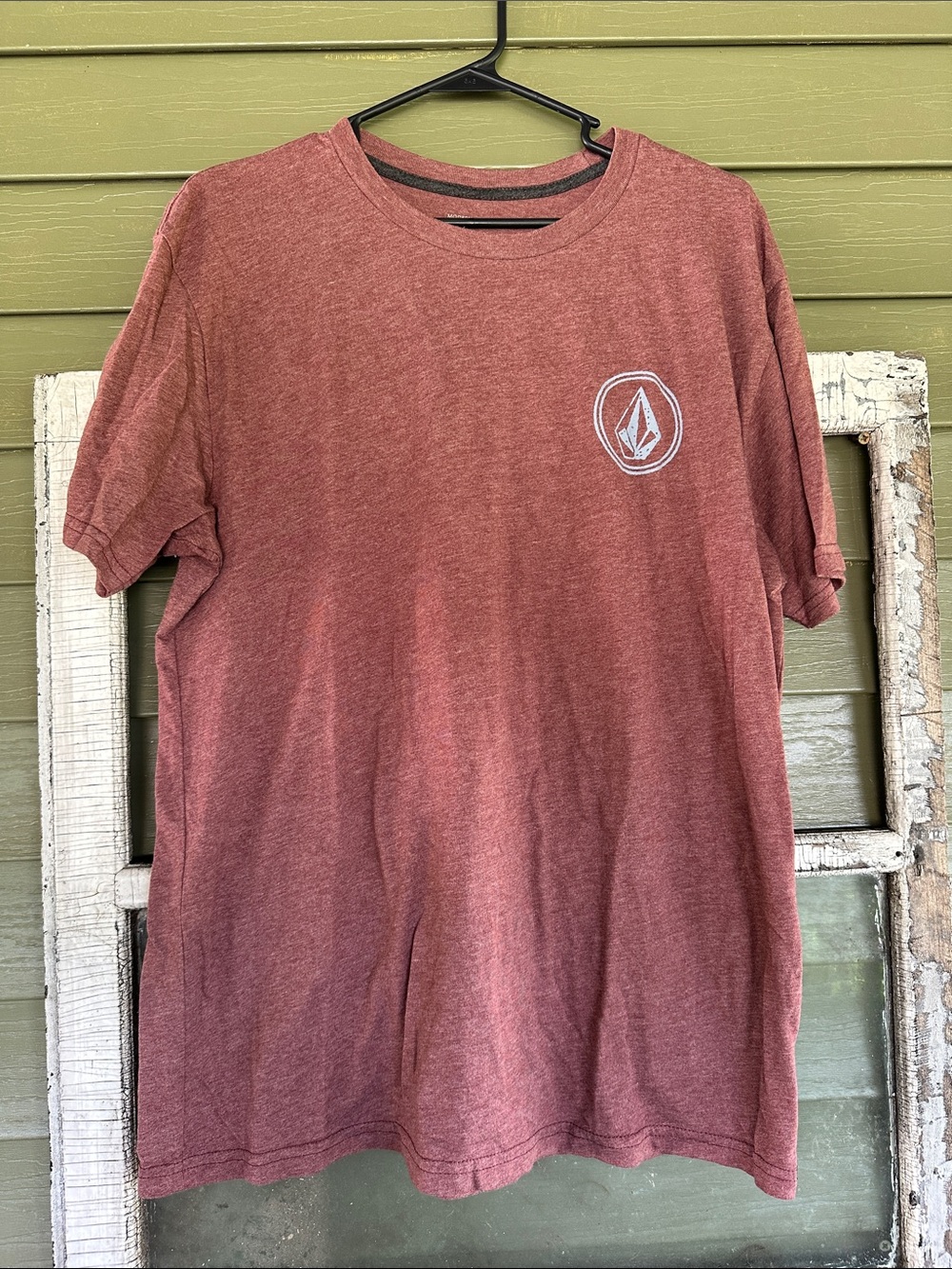 Volcom Men's Short Sleeve T-Shirt — Brick Red with White Logo